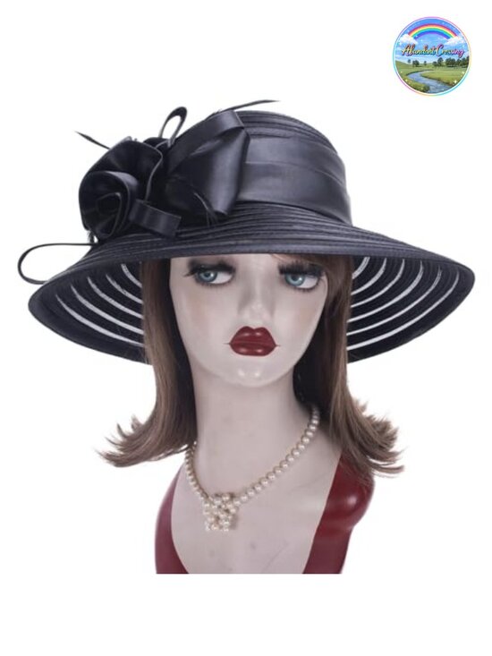 Polyester Satin Ribbon Sun Hat with Floral Pattern, Adjustable, Lightweight main image 4